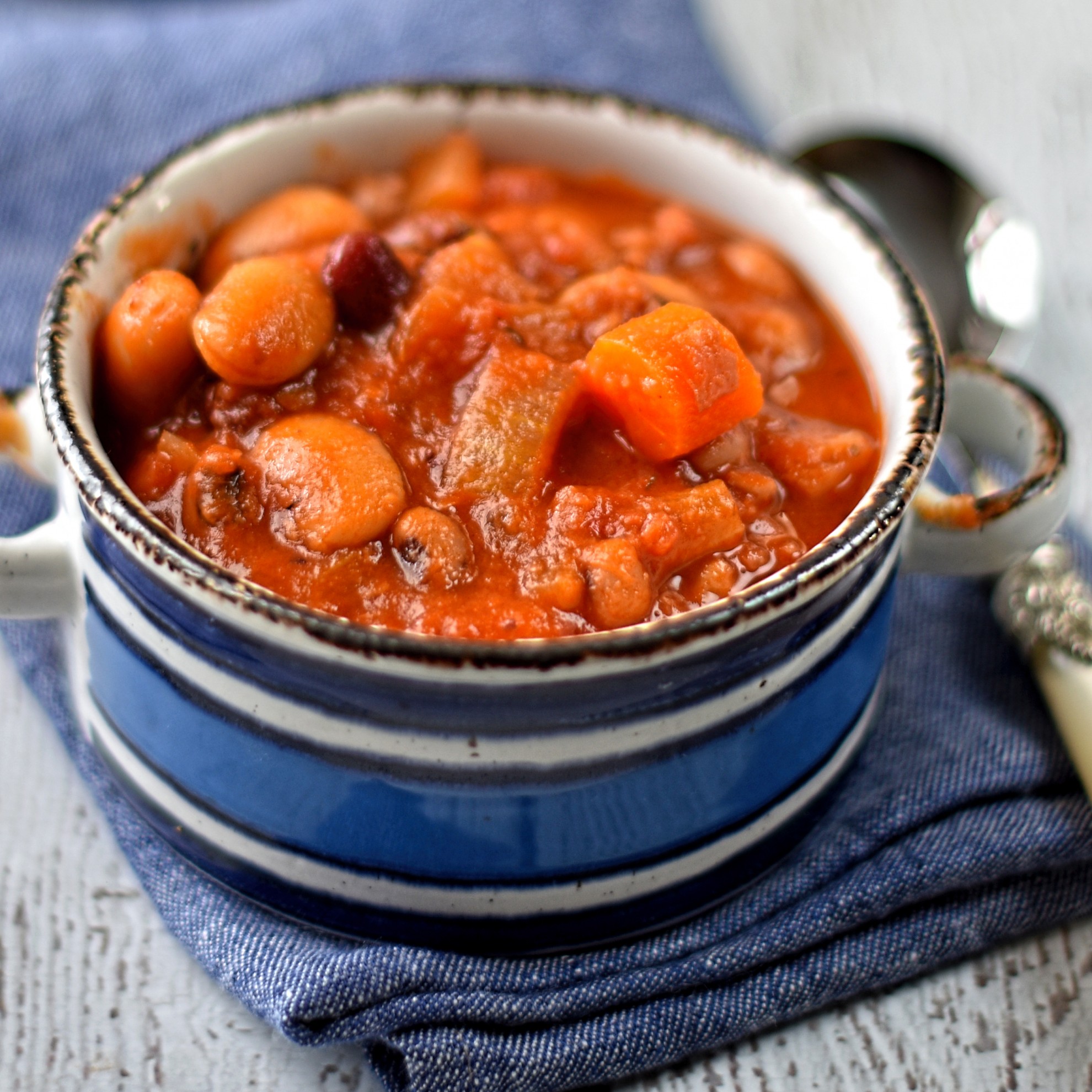 campfire smoky bean and tomato stew